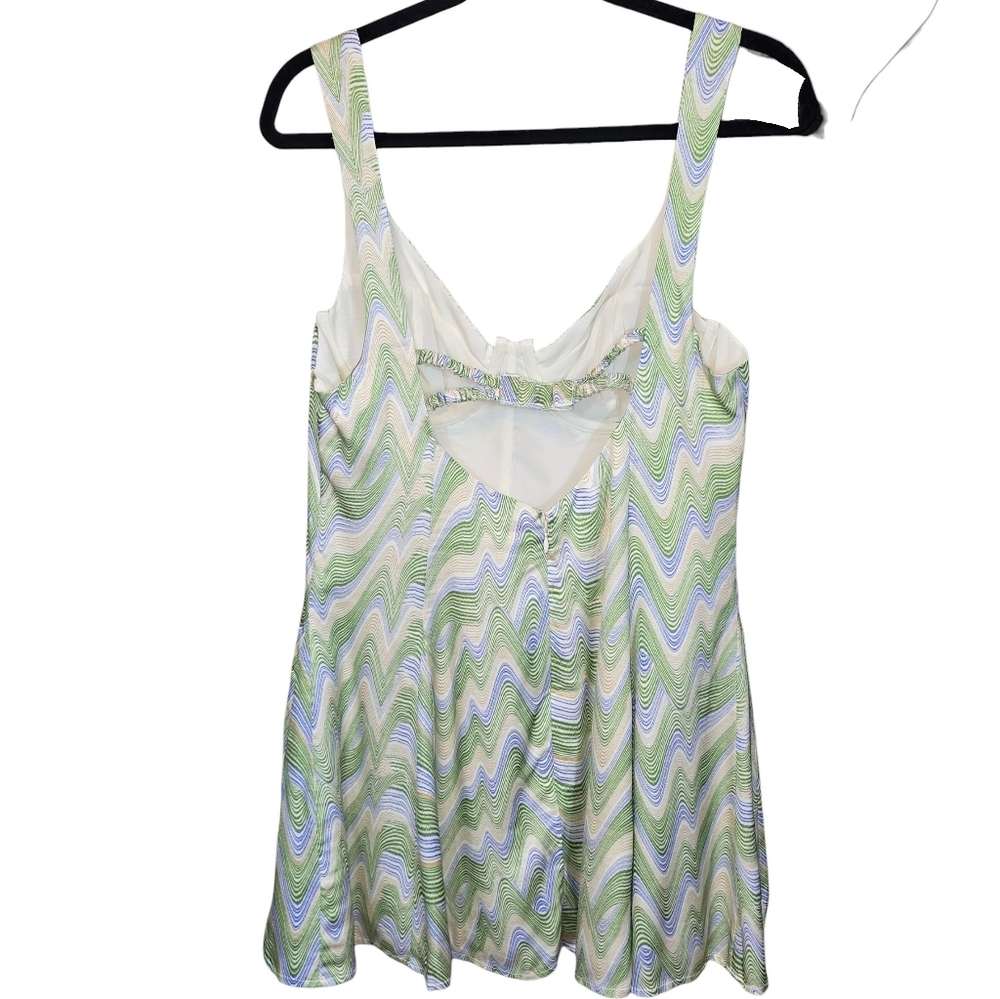 For Love & Lemons Yori Fit And Flare Underwire Mini Dress NWT Green Swirl Size L - Picture 7 of 12